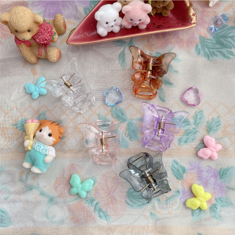 Butterfly transparent mini hair claw / clip