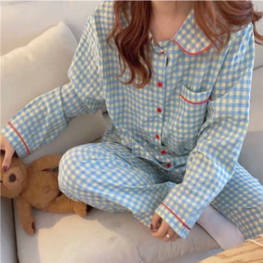 pastel check pajama homewear