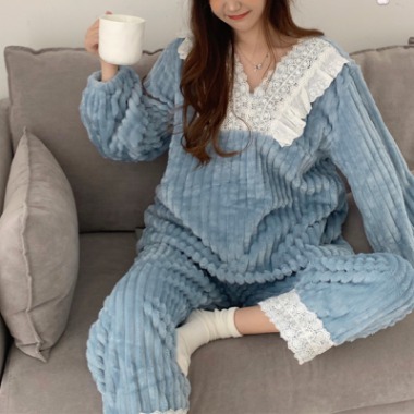 cosy warm lace pajama homewear (2 colors)