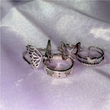 silver butterfly ring (4 styles)