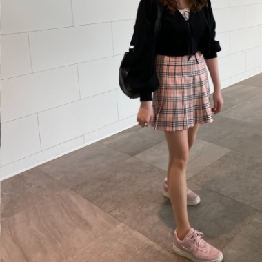 vintage school check skirts (pink, navy, beige)